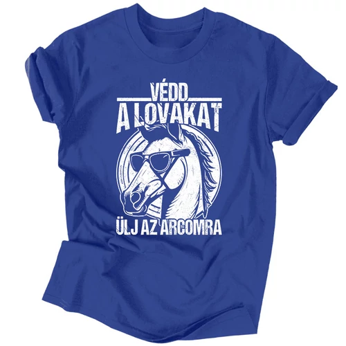 Védd a lovakat férfi póló (Királykék)