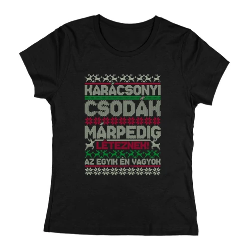Karácsonyi csoda női póló (Fekete)