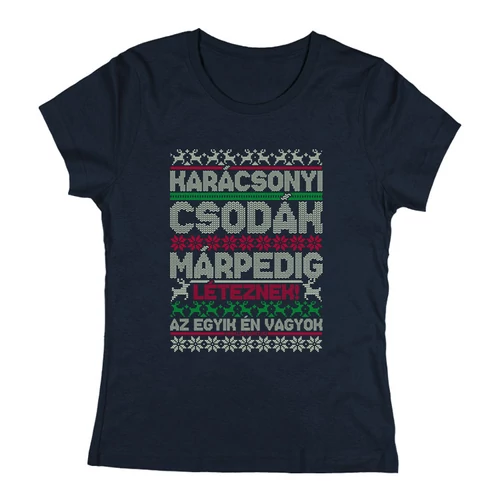 Karácsonyi csoda női póló (Sötétkék)