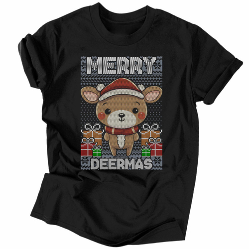 Merry deermas férfi póló (Fekete)
