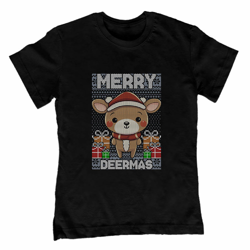 Merry deermas gyerek póló (Fekete)