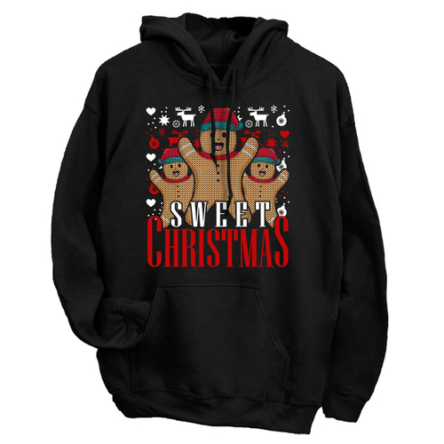 Sweet christmas kapucnis pulóver (Fekete)