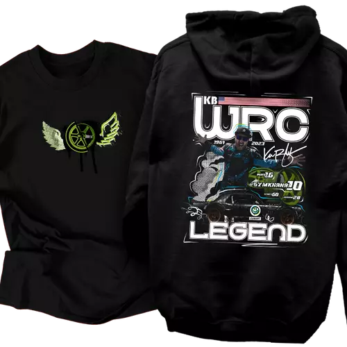 WRC LEGEND kapucnis pulcsi és póló szett (Fekete-Fekete)