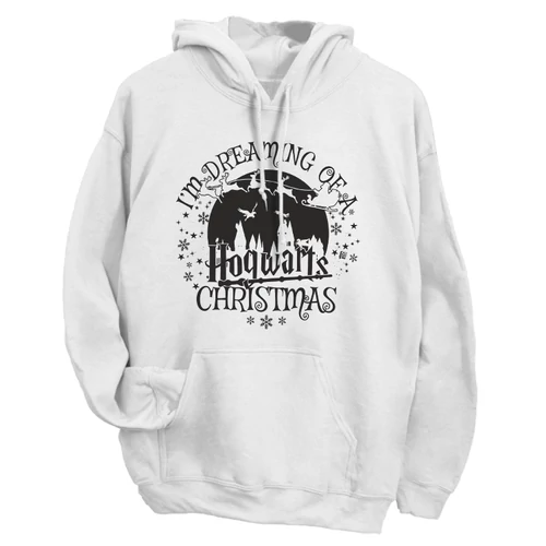 Hogwarts Christmas kapucnis pulóver (Fehér)