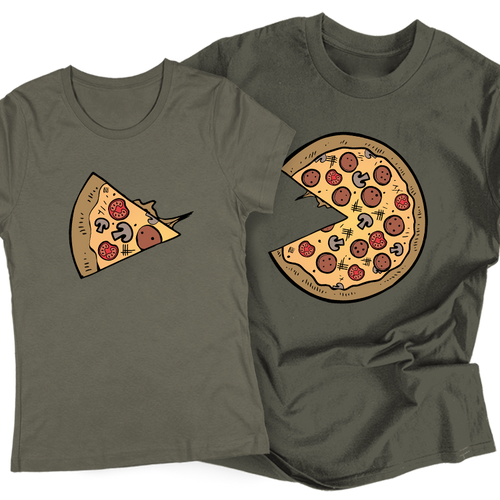 Pizza Love (színes verzió) páros póló szett (Sötétszürke)