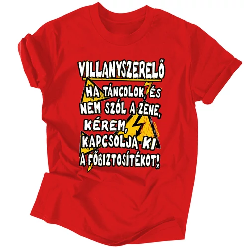 Villanyszerelő férfi póló (Piros)