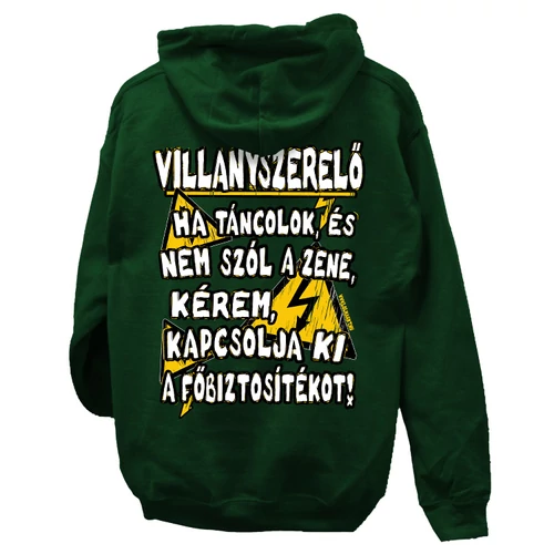 Villanyszerelő kapucnis pulóver (Sötétzöld)