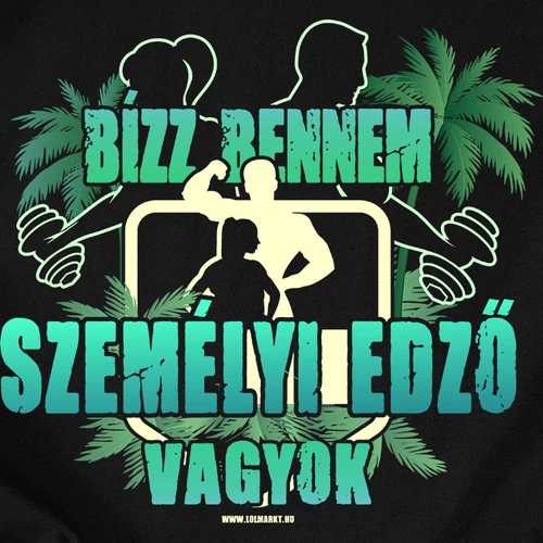 Személyi edző vagyok kapucnis pulóver előnézeti kép (Fekete)