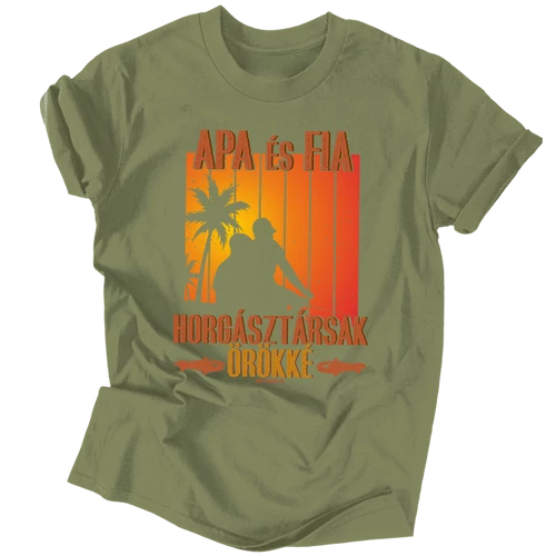 Apa és fia horgásztársak férfi póló (Khaki)