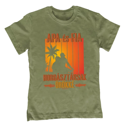 Apa és fia horgásztársak gyerek póló (Khaki)