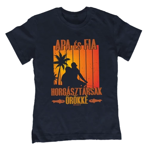 Apa és fia horgásztársak gyerek póló (Sötétkék)