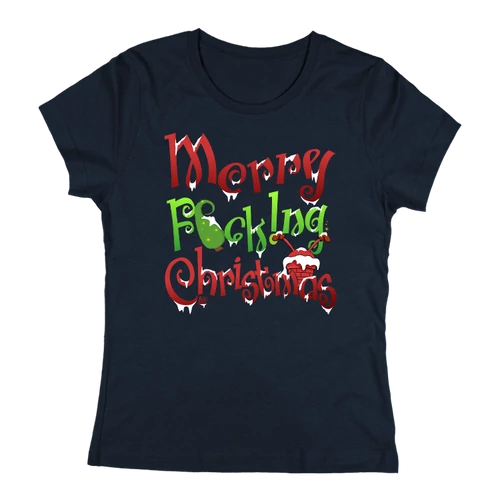 Merry F0cking Christmas női póló (Sötétkék)