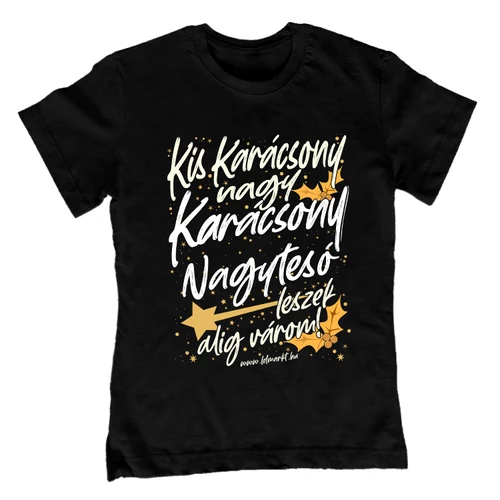Nagytesó leszek (Karácsonyi) gyerek póló (Fekete)