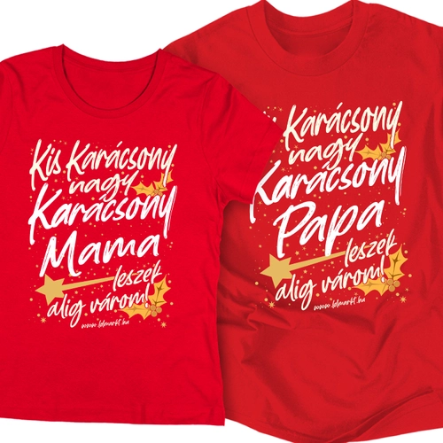 Mama/Papa leszek (Karácsonyi) páros póló szett (Piros)
