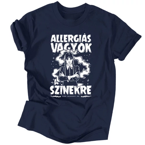Allergiás vagyok a színekre férfi póló (Sötétkék)