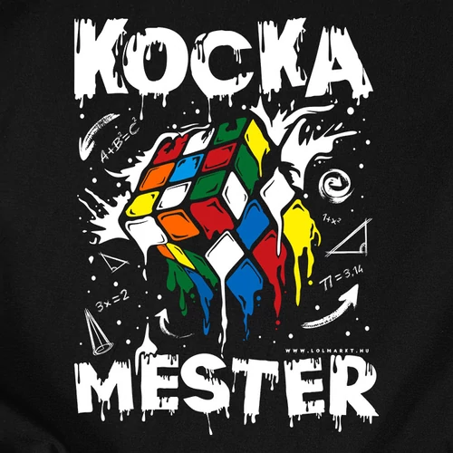 Kocka mester férfi póló (B_Fekete)