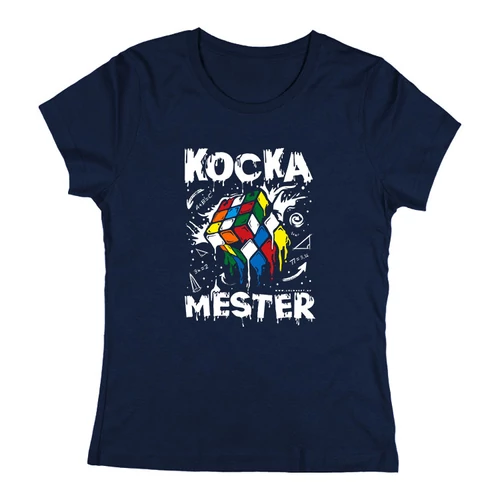 Kocka mester női póló (Sötétkék)
