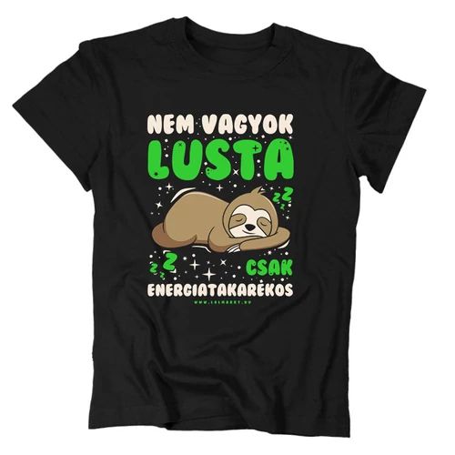 Nem vagyok lusta csak energiatakarékos gyerek póló (Fekete)