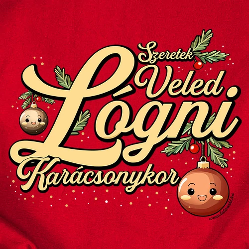 Szeretek veled lógni Karácsonykor férfi póló (Piros)