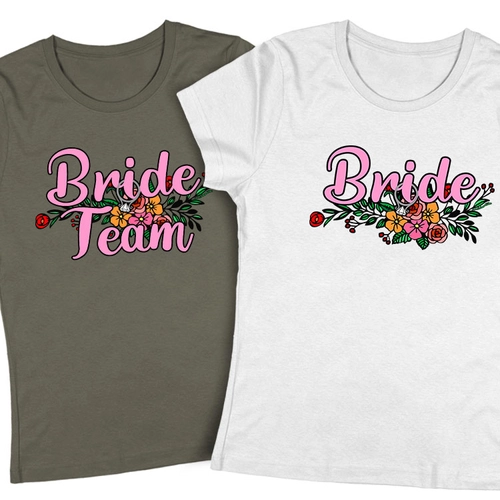 Bride Team csapat - lánybúcsús póló szett (Grafit, Fehér)
