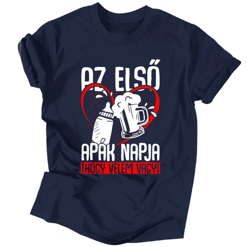 Első apák napja férfi póló (Sötétkék)