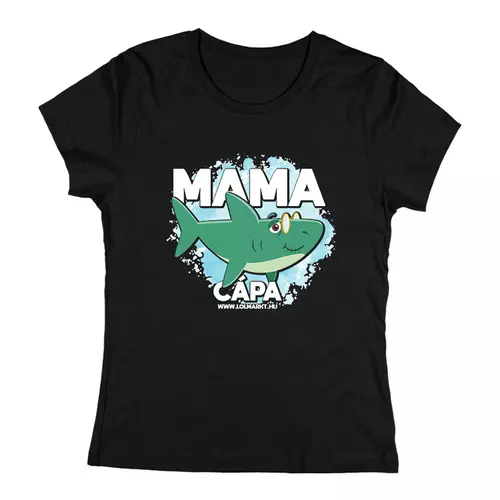 Mama cápa női póló (Fekete)