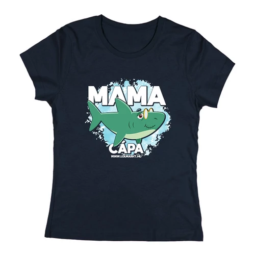 Mama cápa női póló (Sötétkék)