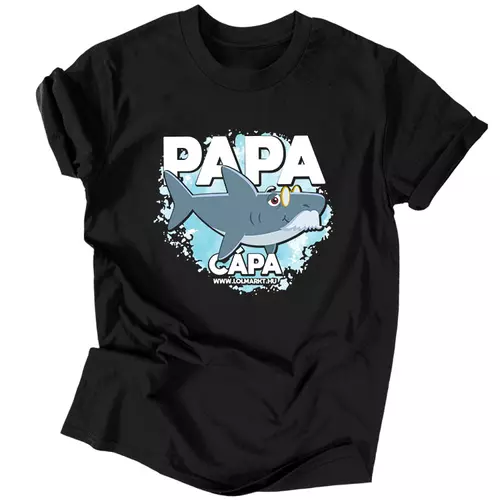Papa cápa férfi póló (Fekete)