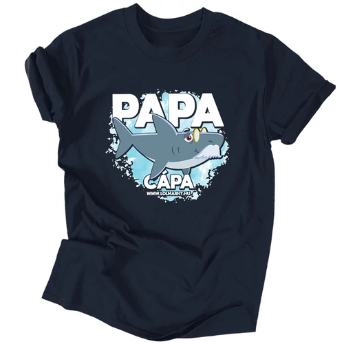 Papa cápa férfi póló (Sötétkék)
