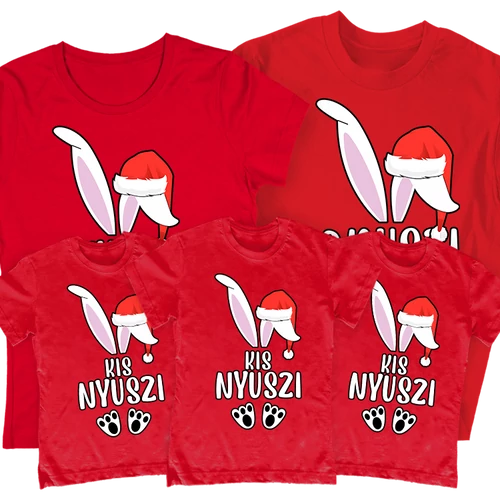 Karácsonyi nyuszi családi szett (Piros)