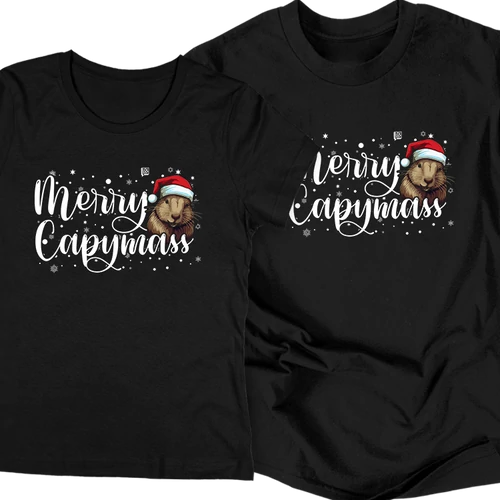 Merry Capymass páros póló szett (Fekete)