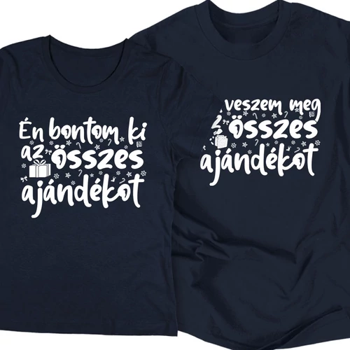 Ajándékok páros póló szett (Sötétkék)
