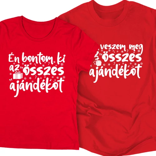Ajándékok páros póló szett (Piros)