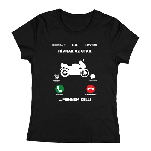 Hívnak az utak női póló (Fekete)