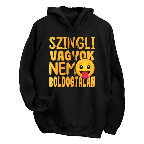 Szingli vagyok kapucnis pulóver (Fekete)