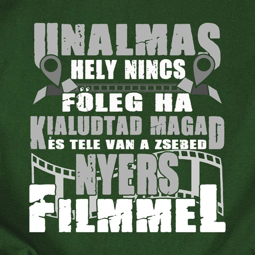 Nyers film pulóver (elején nyomott) (B_Sötétzöld)
