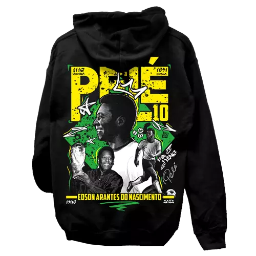 Pelé tribute kapucnis pulóver (Fekete)