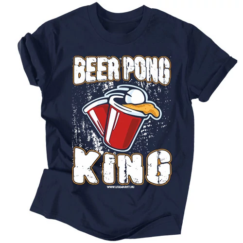 Beer pong King férfi póló (Sötétkék)