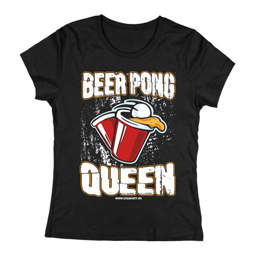 Beer pong Queen női póló (Fekete)