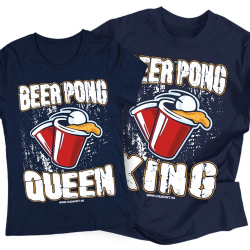 Beer pong páros póló szett (Sötétkék)