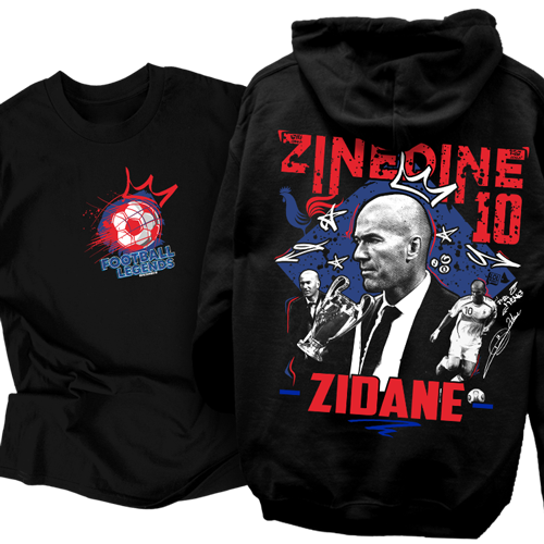 Zinedine Zidane tribute kapucnis pulcsi és póló szett (Fekete)