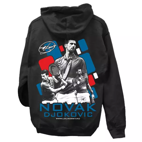 Novak Djokovic kapucnis pulóver (Fekete)