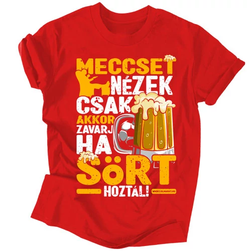Meccset nézek férfi póló (Piros)