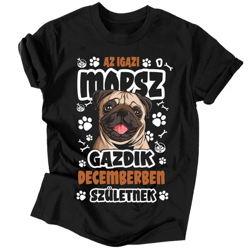 Az igazi mopsz gazdik férfi póló (Fekete)