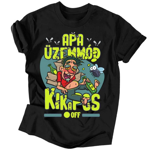 Apa üzemmód kikapcs férfi póló (Fekete)