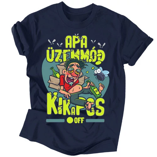 Apa üzemmód kikapcs  férfi póló (Sötétkék)