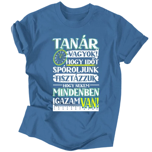 Tanár vagyok férfi póló (Farmerkék)