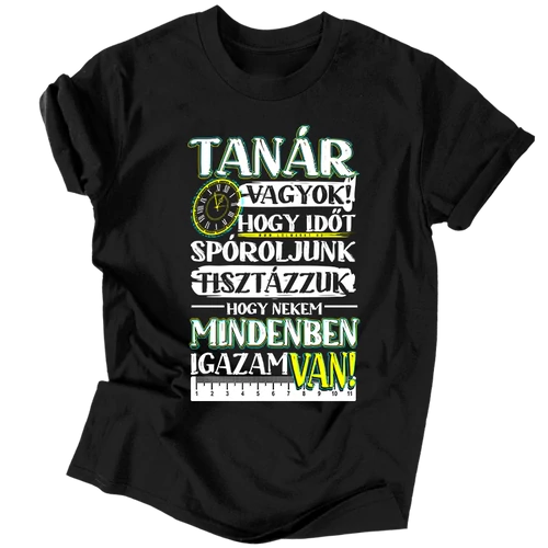 Tanár vagyok férfi póló (Fekete)