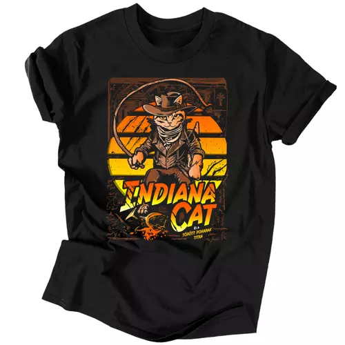 Indiana cat férfi póló (Fekete)