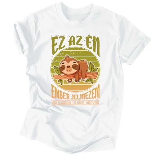 Lajhár vagyok férfi póló (Fehér)